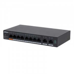 DAHUA DH-CS4010-8GT-60 8-портовый PoE коммутатор с функцией облачного управления L2, 8xRJ45 1Gb PoE, 2xRJ45 1Gb (uplink), суммарно 60Вт, коммутация 20 Гбит/с, MAC-таблица 8K, металл