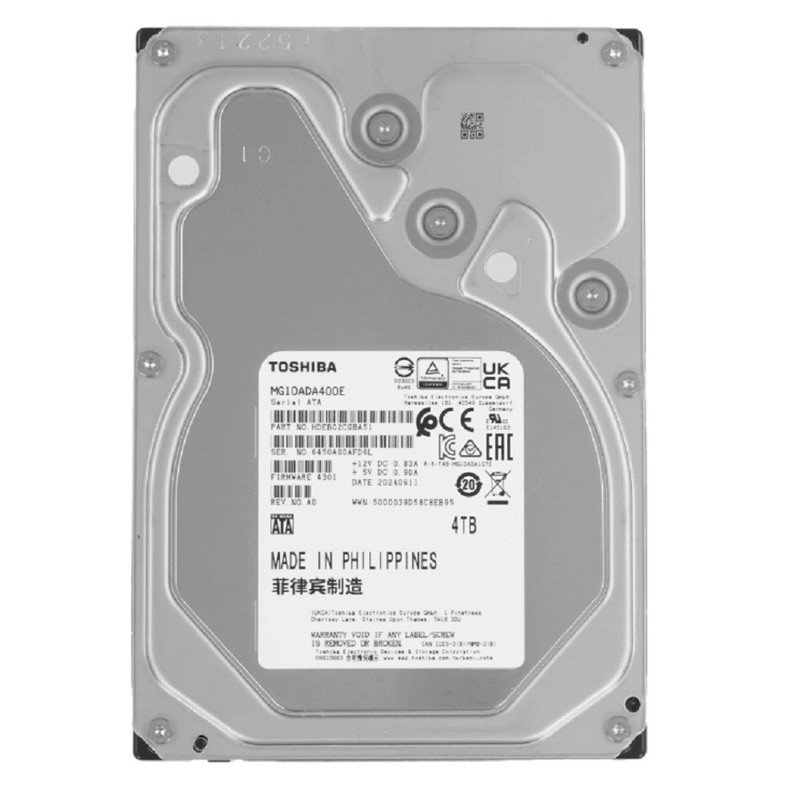 Жесткий диск Toshiba Enterprise HDD 3.5" SATA 4TB, 7200 rpm, 512MB buffer, 512e/4Kn, MG10ADA400E, 1 year