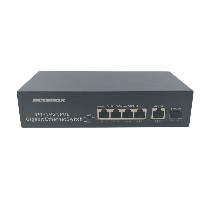 NEOMAX неуправляемый коммутатор NMS-106PoE-1000-S, 6 портов 1000 Mbps, 4xPoE + 1xSFP, металл NEOMAX неуправляемый коммутатор NMS-106PoE-1000-S, 6 портов 1000 Mbps, 4xPoE + 1xSFP, металл
