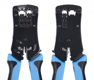 Cabeus HT-N468B Инструмент обжимной для RJ-45 (8р8с), RJ-11/12 (6р6с, 6р4с, 6р2с), 4р4с, 4р2с, профессиональный