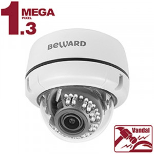 BEWARD B1510DV Купольная IP-камера 1.3Мп, 1/3'' КМОП SONY Exmor, объектив 2.8-12мм, ИК-подсветка до 20м, microSDHC (до 32 ГБ), герметичный разъем, IP66