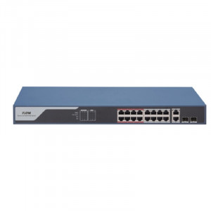 iFLOW F-SW-EM418POE-VM L2, Смарт-управляемый, 16 портов, 1 uplink порт 1000М RJ45 1 гигабитный комбо-порт, 802.3af/at, бюджет питания PoE 230 Вт, поддержка режима передачи до 300м,10Мб/с, CAT6