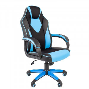 Офисное кресло Chairman   game 17 экопремиум черный/голубой (7024559)