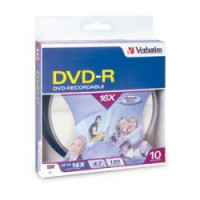 Verbatim  Диски DVD-R  4.7Gb 16х, 10 шт, Cake Box (43523)