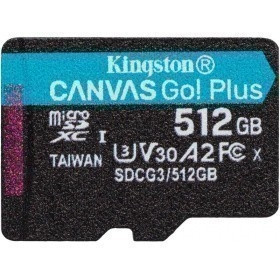 Флеш карта microSD 512GB Kingston microSDXC Class 10 UHS-I U3 V30 Canvas Go Plus 170MB/s