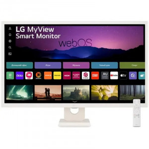 Монитор LG LCD 32SR50F-W/ LG MyView 32SR50F-W 31.5'' FHD Smart Monitor, IPS, 250cd/m2, 16:9, 5мс (GtG), 1200:1, 60Hz, 178/178, speakers 5Wx2, внешний БП, 2xHDMI, USB, VESA 100x100 mm, webOS