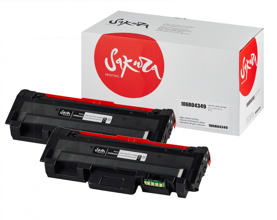 106R04349 (2шт по 3000к) Картридж Sakura для Xerox B205/ B210/ B215, черный, 6 000 к. (комплект из 2 картриджей по 3000 к. каждый)