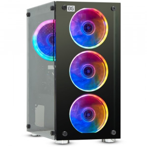 Exegate EX294482RUS Корпус Minitower  Mistery X2-NPX500 (mATX, БП 500NPX с вент. 12 см, 2*USB+1*USB3.0, аудио, черный, 4 вент. 12см с RGB подсветкой, боковая панель - закаленное стекло)