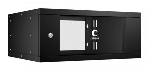 Cabeus WSC-05D-4U55/45-BK Шкаф телекоммуникационный настенный 19" 4U, серия LIGHT разборный, дверь стекло, цвет черный