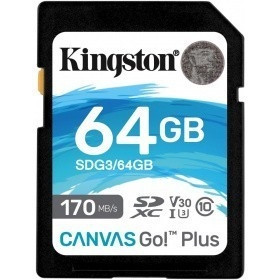 Карта Памяти 64Gb Kingston Canvas Go Plus SDXC UHS-I U3 V30 SDG3/64GB