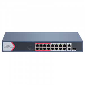 iFLOW F-SW-EM418POE-VM/L L2, Смарт-управляемый, 16 портов, 1 uplink порт 1000М RJ45, 1 гигабитный комбо-порт, 802.3af/at, бюджет питания PoE 130 Вт, поддержка режима передачи до 300м,10Мб/с, CAT6