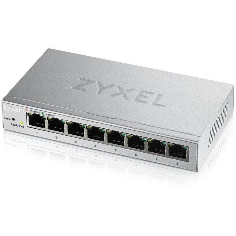 ZYXEL GS1200-8-EU0101F Smart коммутатор ZYXEL GS1200-8, 8xGE, настольный, бесшумный, с поддержкой VLAN, IGMP, QoS и Link Aggregation