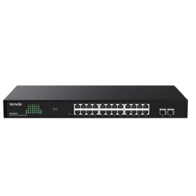 TENDA TEG2226F Коммутатор облачный управляемый, 24x1 Гбит/с, SFP 2x1 Гбит/с, установка в стойку, металлический корпус