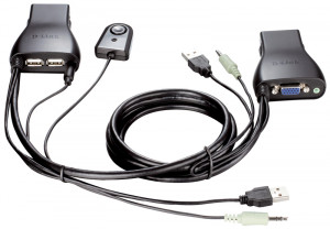 D-Link KVM-221 Переключатель на 2 компьютера USB, звук (кабели в комплекте)