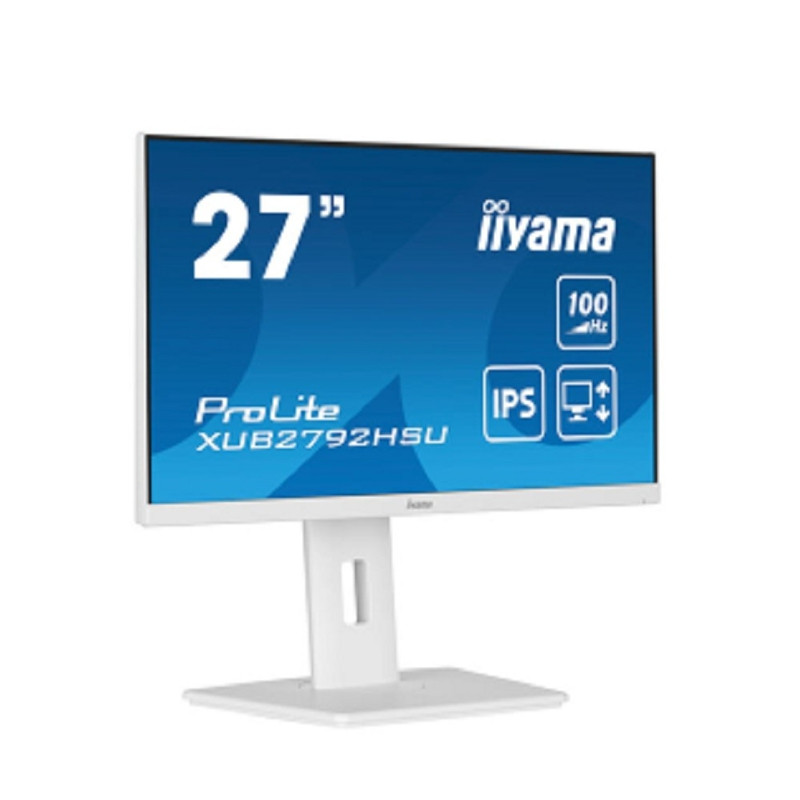 LCD Iiyama 27'' XUB2792HSU-W6 белый {IPS 1920х1080 100Hz 0.4ms 250cd 178/178 1300:1  HDMI2.0 DisplayPort1.2 4xUSB3.2 2x2W HAS Pivot}