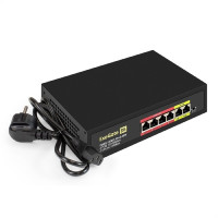 Exegate EX299020RUS Коммутатор неуправляемый ExeGate EDES-1006D.4PoE-48W (6-портовый UTP 10/100 Base-Tx: 4 порта 802.3af (PoE), мощность PoE: 25W, суммарно 48W, 2 порта RJ45 uplink, настенный/настольн
