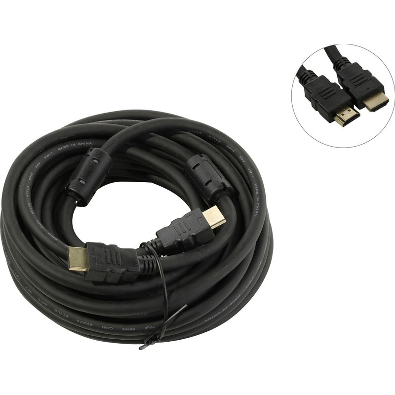 Exegate EX287726RUS Кабель HDMI ExeGate EX-CC-HDMI2-10.0F (19M/19M, v2.0, 10м, 4K UHD, Ethernet, ферритовые кольца, позолоченные контакты)