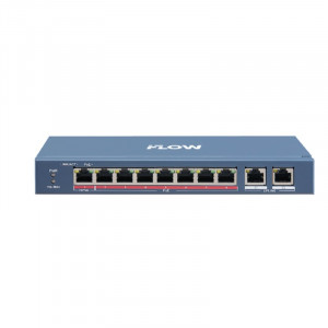 iFLOW F-SW-EU410HPOE-V L2, неуправляемый, 8 портов, 2 uplink порта 1000М RJ45, 802.3af/at/bt, 1 порт поддерживает Hi-PoE 90 Вт, бюджет мощности PoE 110 Вт, поддержка режима передачи до 300м,10Мб/с, CA
