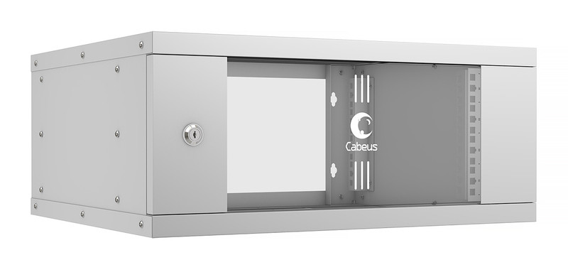 Cabeus WSC-05D-4U55/45 Шкаф телекоммуникационный настенный 19" 4U, серия LIGHT разборный, дверь стекло, цвет серый