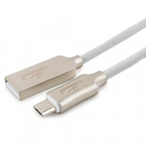 Cablexpert Кабель USB 2.0 CC-P-mUSB02W-1.8M AM/microB, серия Platinum, длина 1.8м, белый, блистер	