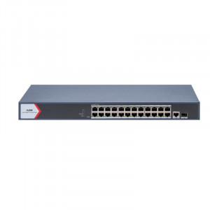 iFLOW F-SW-EM626POE-VM L2, Смарт-управляемый, 24 гигабитных порта RJ45 PoE, 1 uplink порт 1000М RJ45 1 гигабитный порт SFP, 802.3af/at, бюджет PoE 370 Вт, поддержка режима передачи до 300м,10Мб/с, CAT