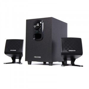 MICROLAB M-108 черный {2,5 Вт x2 + 5 Вт, Гармонические искажения: < 0,5% (1 Вт 1 кГц), Частотная характеристика: 35 Гц - 20 кГц, Отношение сигнал/шум: > 70 дБ, Разделение каналов: >40 дБ}