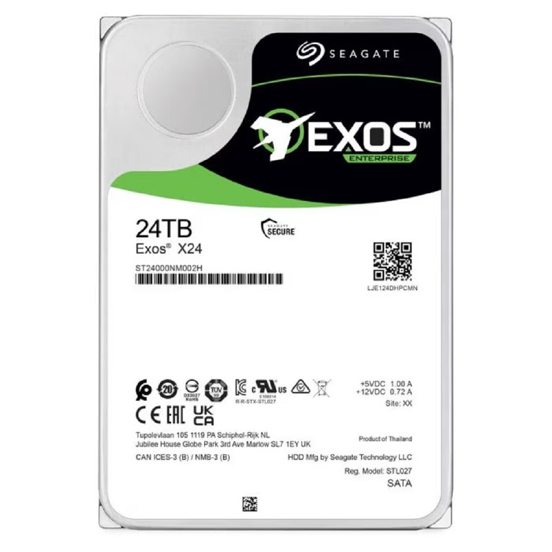 24TB Seagate Exos X24 (ST24000NM002H) {SATA 6Gb/s, 7200 rpm, 512mb buffer, 3.5"}