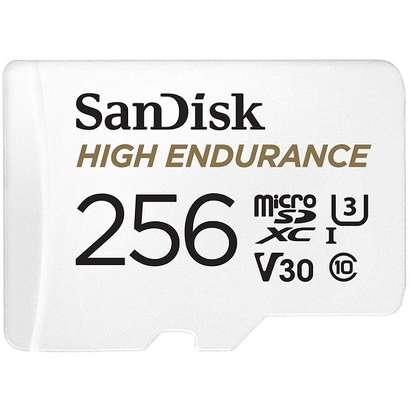 Micro SecureDigital 256Gb SanDisk High Endurance microSDHC Card with Adapter - for Dashcams & home monitoring [SDSQQNR-256G-GN6IA]