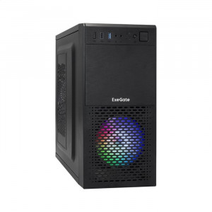 Exegate EX292982RUS Корпус Minitower ExeGate mEVO-7807-NPX400 (mATX, БП 400NPX 12см, 1*USB+1*USB3.0, черный 1x12 см с RGB подсветкой)