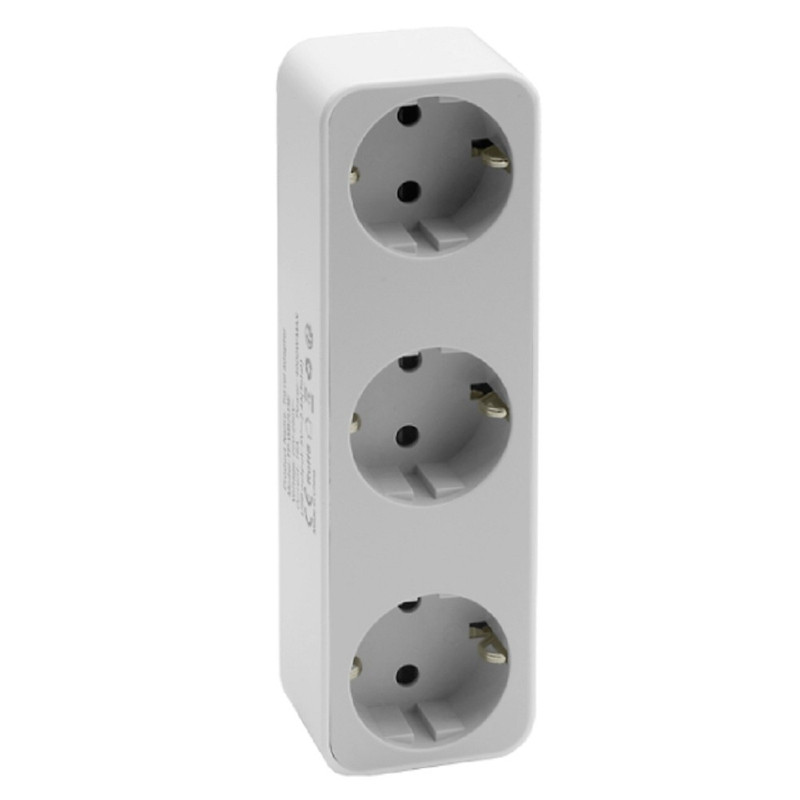 RITMIX RM-032 White Сетевой фильтр без кнопки питания {16А; 3 розетки, 2 USB } {80003351}