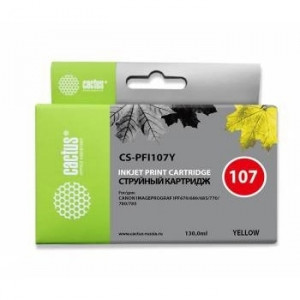Cactus PFI-107Y Картридж струйный для Canon IP iPF670/iPF680/iPF685/iPF770/iPF780/iPF785/, желтый (130мл)
