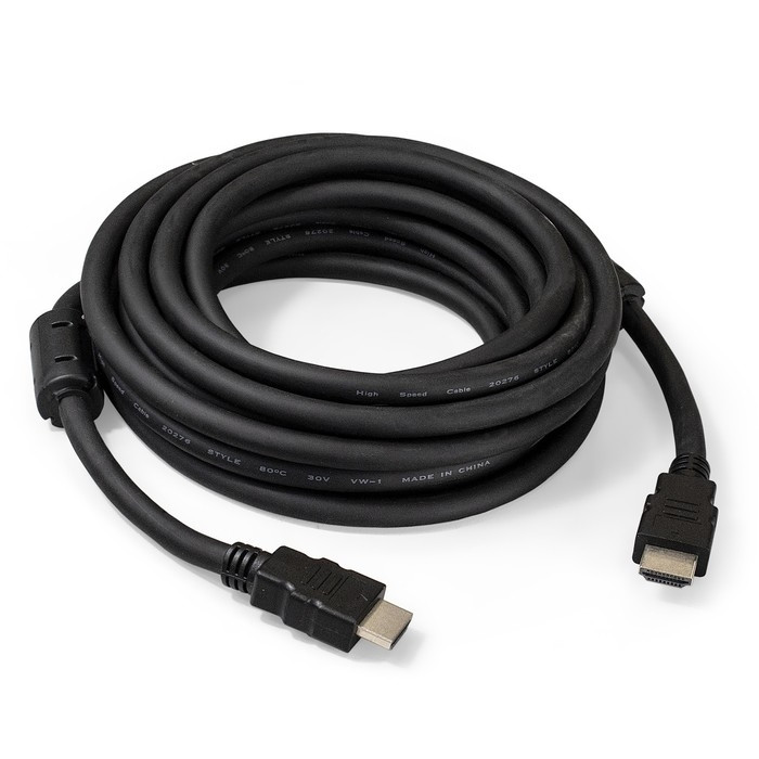 Exegate EX287725RUS Кабель HDMI ExeGate EX-CC-HDMI2-5.0F (19M/19M, v2.0, 5м, 4K UHD, Ethernet, ферритовые кольца, позолоченные контакты)