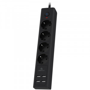 Cablexpert Сетевой фильтр Exnovo EXN-4-U4-B-2 (4р, 16А, 4 х USB, 3.4A, 2м, ур.защиты 4+) черный, коробка {22560}