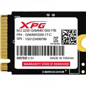 Твердотельный накопитель/ ADATA SSD GAMMIX S55, 1000GB, M.2(22x30mm), NVMe, PCIe 4.0 x4, 3D NAND, R/W 5000/3700MB/s, IOPs -/-, TBW 250, DWPD 0.1 (5 лет)