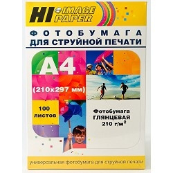 Hi-Black A200402U Фотобумага глянцевая односторонняя (Hi-image paper)  A4, 210 г/м, 100 л. (H210-A4-100)