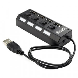 Концентратор USB 2.0 Gembird UHB-243-AD с подсветкой и выключателем, 4 порта, блистер (UHB-243-AD)