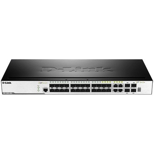 D-Link DGS-3000-28SC/UPS/A1A Управляемый стекируемый коммутатор 2 уровня с 20 портами 100/1000Base-X SFP, 4 комбо-портами 100/1000Base-T/SFP, 4 портами 10GBase-X SFP+, функцией ИБП