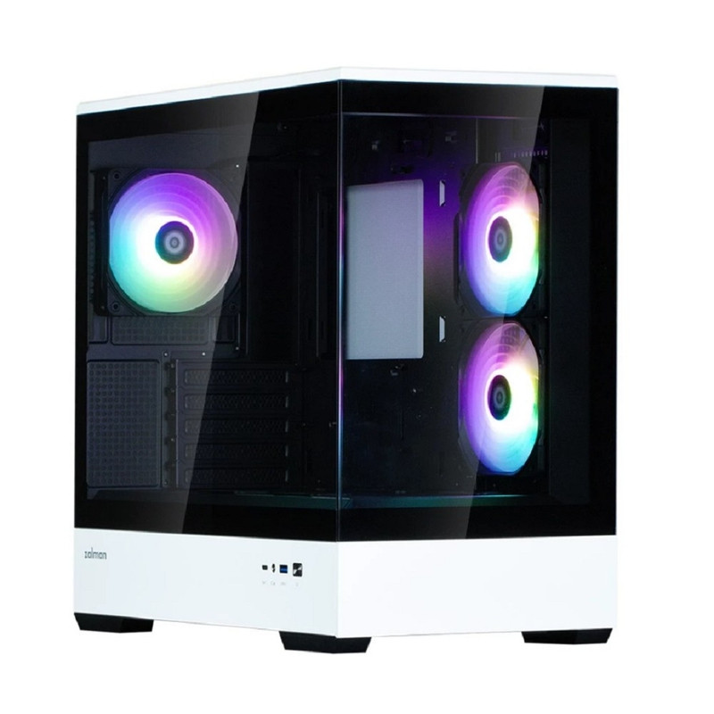Корпус ZALMAN P30 BW, без БП, боковое окно (закаленное стекло), черно-белый, mATX
