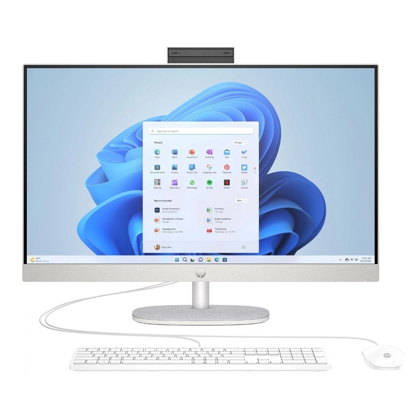 HP All-in-One 27-cr1003nh [A0CM0EA] Starry White 27" {FHD Ultra 7 155U(2Ghz)/16384Mb/512PCISSDGb/ Iris X//DOS + Eng kbd/mouse}