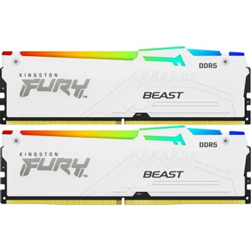 Память оперативная/ Kingston 64GB 6000MT/s DDR5 CL36 DIMM (Kit of 2) FURY Beast White RGB EXPO