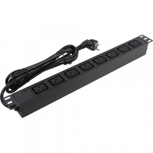 Exegate EX280873RUS Блок розеток ExeGate ServerPro PDU-19H015 Al-8C19-EU3, 19",1U,алюм, 8 IEC 320 C19, евровилка, 3м