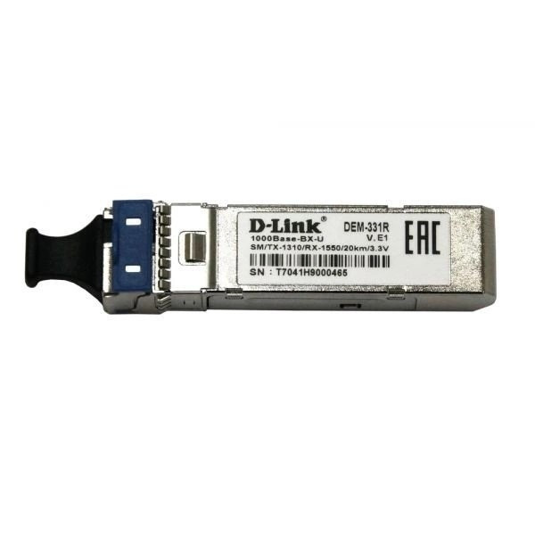 D-Link 331R/40KM/B1A WDM SFP-трансивер с 1 портом 1000Base-BX-U (Tx:1310 нм, Rx:1550 нм) для одномодового оптического кабеля (до 40 км)