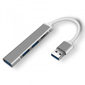 ORIENT CU-324, USB 3.0 (USB 3.1 Gen1)/USB 2.0 HUB 4 порта: 1xUSB3.0 + 2xUSB2.0 + 1xUSB2.0 Type-C, USB штекер тип А, алюминиевый корпус, серебристый (31236)