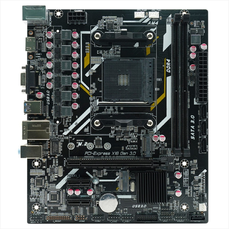 AFOX A520D4-MA5-V2 (Socket AM4, mATX, 2*DDR4(64Gb), VGA+ HDMI, 4*SATA3, 1*M.2, 1*PCIEx16/2*PCIEx1,  2*USB 2.0, 4*USB 3.0, 1 x PS/2,  LAN 1*1G, RTL)