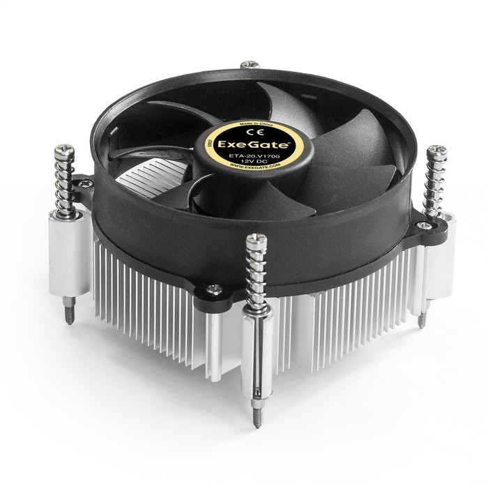 Exegate EX292654RUS Кулер ExeGate ETA-20.V1700 (Al, LGA1700/1150/1151/1155/1156/1200/1366, TDP 90W, Fan 95mm, 2400RPM, Hydro bearing, 3pin, 22db, 340г, с термопастой, на винтах, Color Box)