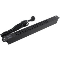 Exegate EX280871RUS Блок розеток ExeGate ServerPro PDU-19H013 Al-6C19-EU3-SW, 19",1U,алюм, 6 IEC 320 C19, евровилка, 3м