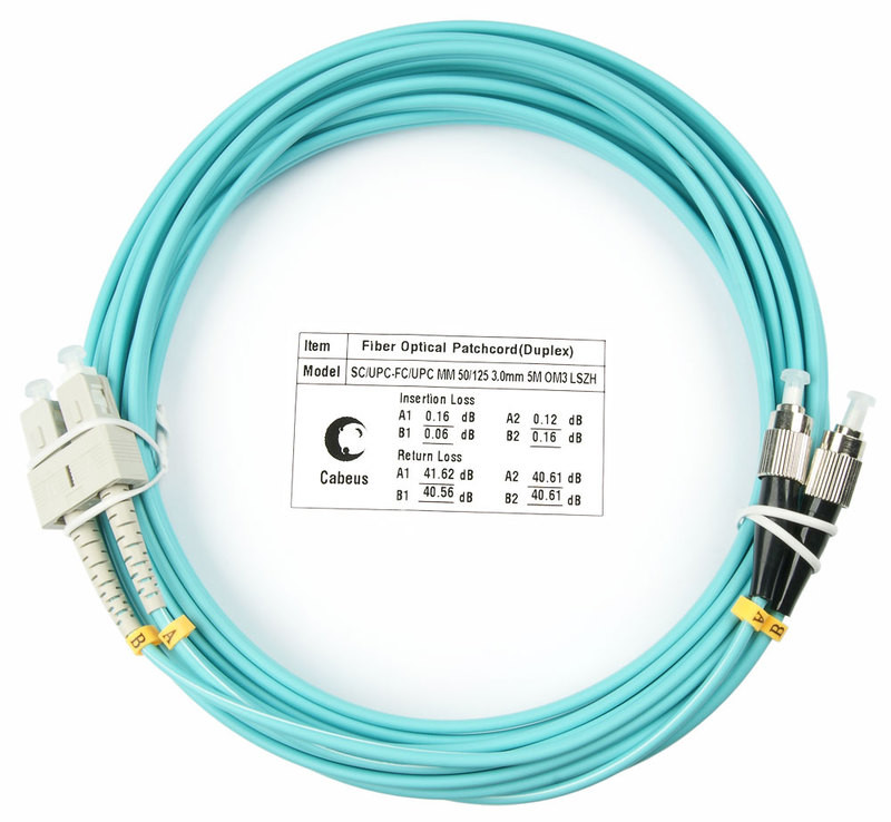 Cabeus FOP-50-SC-FC-20m Шнур оптический duplex SC-FC 50/125 mm OM3 20м LSZH