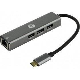 VCOM DH311A Кабель-концентратор USB 3.1 Type-Cm --> RJ-45+3port USB3.0(f)  Aluminum Shell VCOM <DH311A>