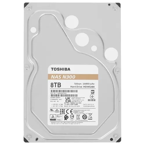 8TB Toshiba N300 (HDWG480UZSVA) {SATA 6.0Gb/s, 7200 rpm, 256Mb buffer, 3.5" для NAS}