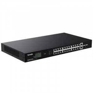 TENDA TEG1128P-24-410W Коммутатор в стойку 26GE+2SFP Ethernet Switch With 24-Port PoE (PoE бюджет 370W)